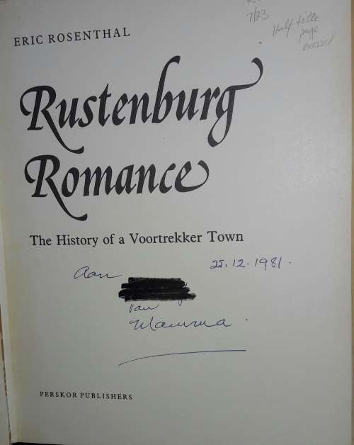 Rustenberg Romance Eric Rosenthal
