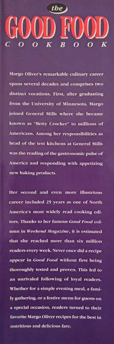 The Good Food Cookbook by Margo Oliver