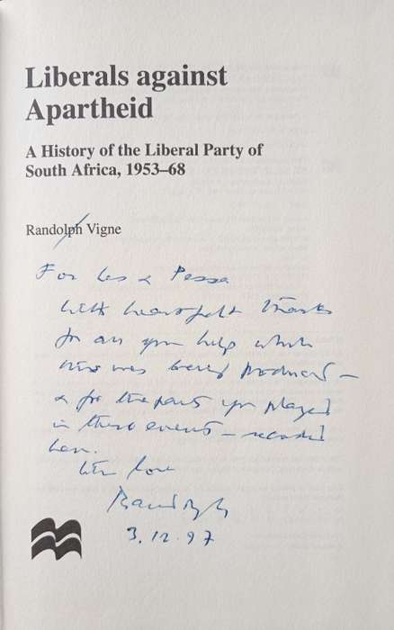 Liberals against Apartheid by Randolph Vigne