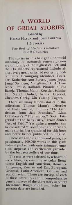 A World of Great Stories Edited by Hiram Haydn & John Cournos