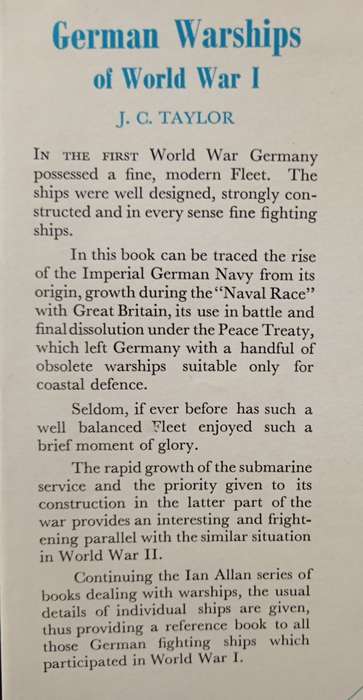 German Warships of World War I by John C Taylor