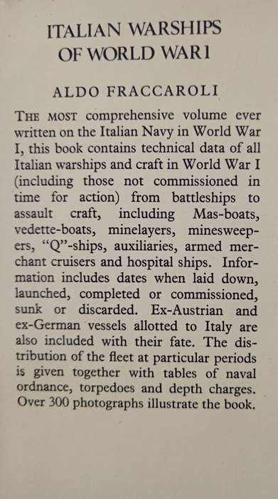 Italian Warships of World War I by Aldo Fraccaroli