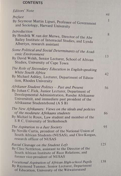Student Perspectives on South Africa Edited by Hendrik W van der Merwe & David Welsh