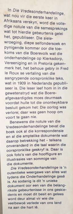 Die Vredesonderhandelinge by Ds J D Kestell & D E van Velden