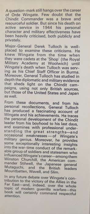 Wingate in Peace & War by Major-General Derek Tulloch