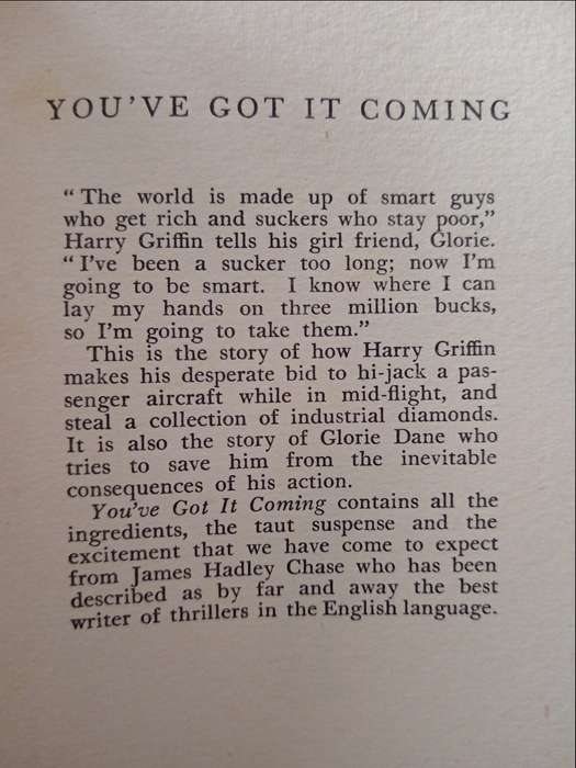 You`ve Got It Coming by James Hadley Chase