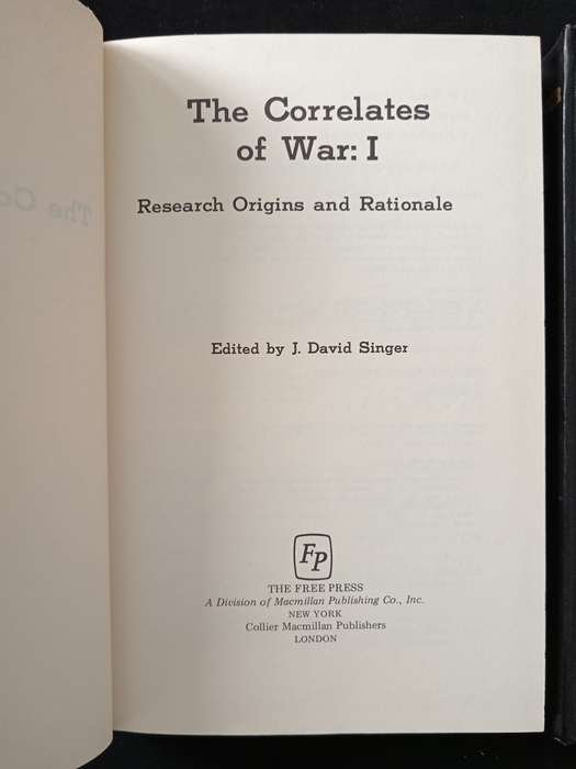 The Correlates of War(set of 2) Edited by J David Singer