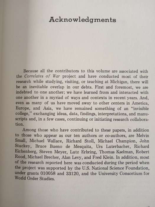 The Correlates of War(set of 2) Edited by J David Singer