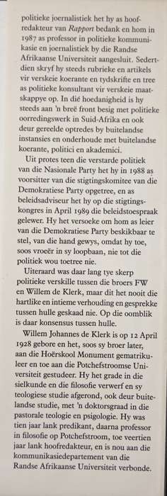 FWDe Klerk Die man en sy tyd by Willem De Klerk