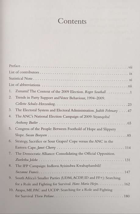 Zunami The South African Elections of 2009 Edited by Roger Southall & John Daniel