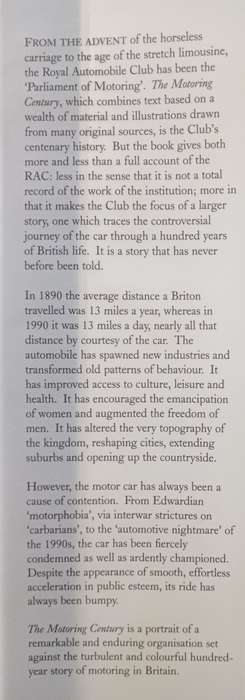 The Motoring Century by Piers Brendon