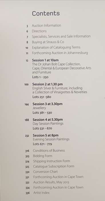 Strauss & Co Important South African Art & Furniture, Decorative Arts & Jewellery 21 October 2013