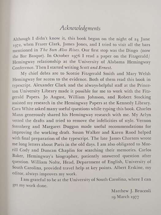 Scott & Ernest The Fitzgerald Hemingway Friendship by Matthew J Bruccoli