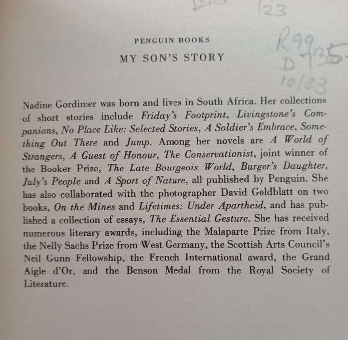 My Son`s Story by Nadine Gordimer