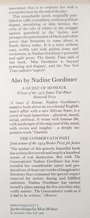 The Late Bourgeois World by Nadine Gordimer