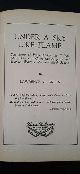 Under A Sky Like Flame by Lawrence G. Green - First Edition