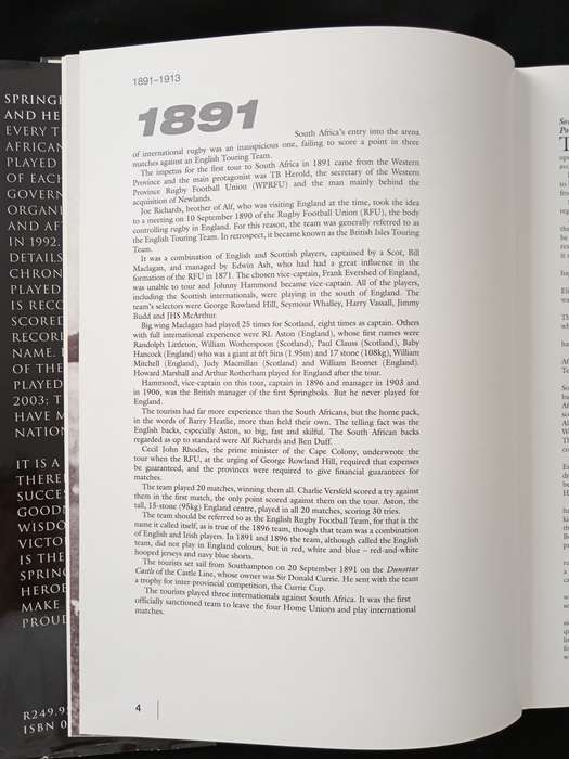 112 Years of Springbok Rugby 1891 to 2003 Tests and Heroes