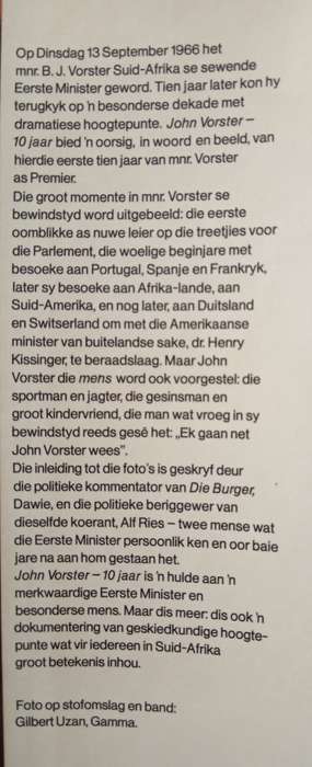 John Vorster 10 Jaar Met ń inleiding deur Dawie & Alf Ries
