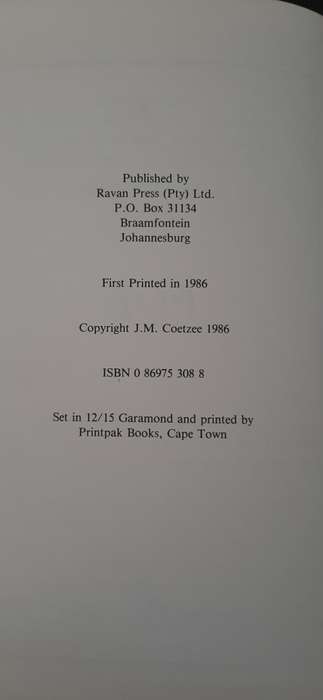 FOE by J M Coetzee - First Edition