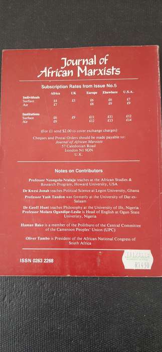 Journal of African Marxists by