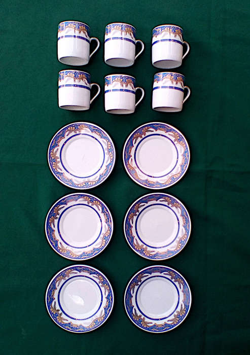Vintage blue and gold Espresso set