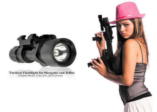 **REDUCED TO CLEAR** Tactical Flashlight for Shotguns and Rifles (Weaver Mount, Cree LED) - G371