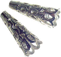 9mm Silver Filigree Cone Bead Cap, 8mm Inner, 22mm Length