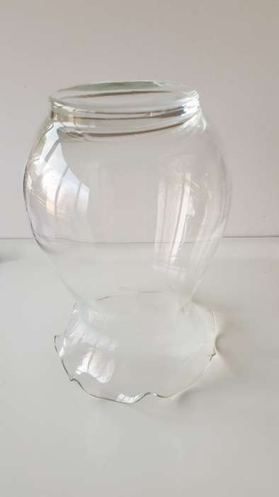 Glass Flower vases. Large glass vase with scalloped edge. Plain glass.