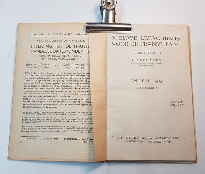 Vintage Language school Text Book 1946.  Dutch book: Nieuwe Leercursus voor de Franse Taal.