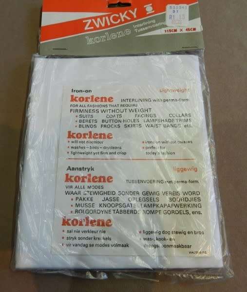 Vintage Dressmaking collectable.  Zwicky korlene Interlining with OK Bazaars price ticket.