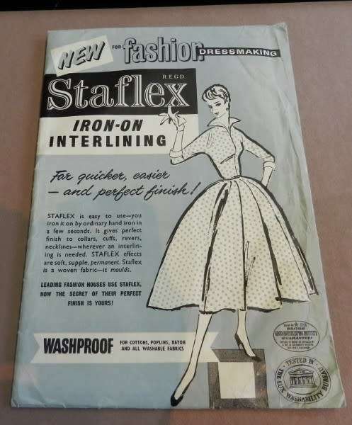 Vintage Dressmaking collectable.  Staflex Iron-on interlining guaranteed by Good Housekeeping