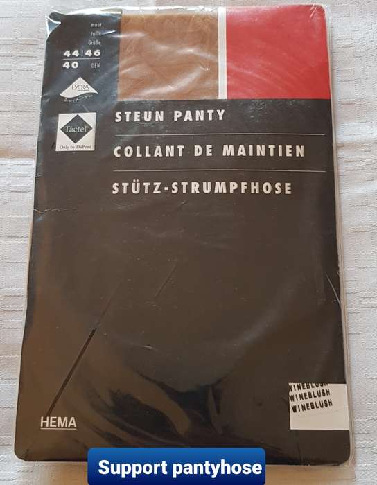 Support Pantyhose: 1x Lycra Leg Care (Hema) Colour Wine Blush. European Size 44/46.