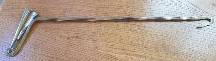 Antique Brass Ornament:  Dutch Brass handmade Candle Snuffer with twisted handle detail.