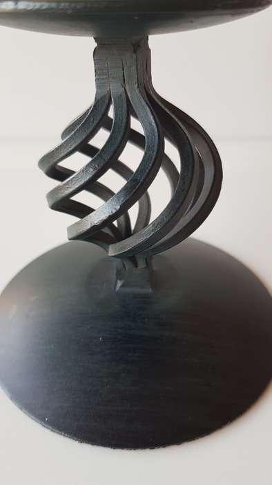 Medium size Black Wrought iron Candle Holder/Stand with an 8cm Grey Ball candle.