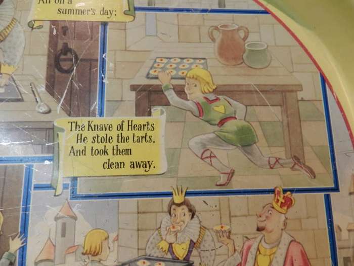 Vintage  Nursery Rhyme: The Queen of Hearts Tray  1960s unique piece for the collector.