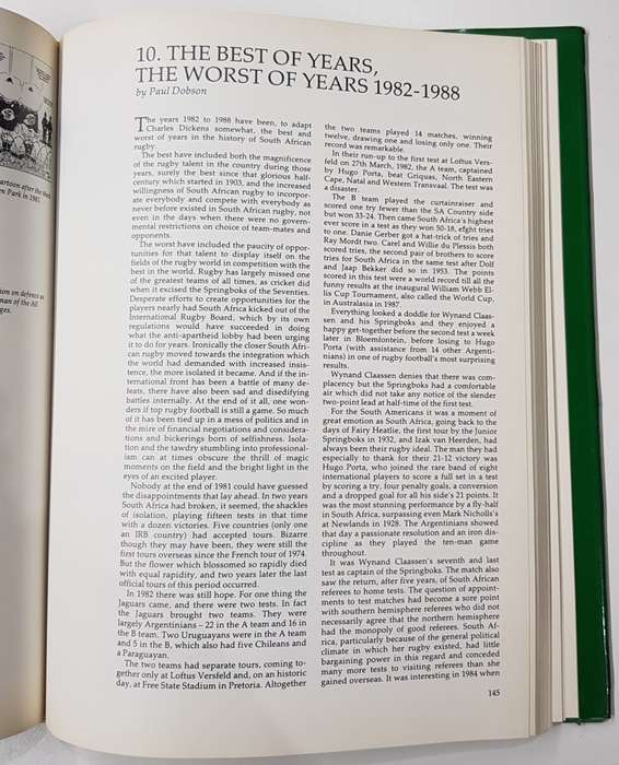 RUGBY IN SOUTH AFRICA A History 1861  1988 by PAUL DOBSON.