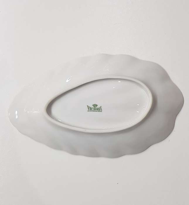 Vintage Victoria White Bon Bon or soap Dish Made in Czechoslovakia.
