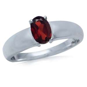 "RE-SIZEABLE SZ 8 / Q'" NATURAL GARNET SOLITAIRE RING IN 925 STERLING SILVER