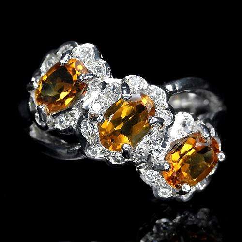 GENUINE YELLOW CITRINE RING CRAFTED IN SOLID .925 STERLING SILVER