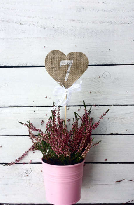 SALE!!!    10 x WEDDING DECOR  SHABBY CHIC - TABLE NUMBER - BURLAP / HESSIAN AND WHITE LACE