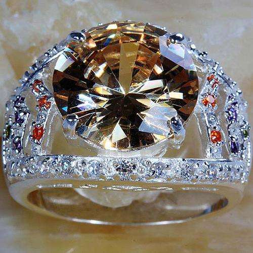 **CHRISTMAS SPECIAL** MORGANITE WHITE & GARNET QUARTZ RING CRAFTED IN HALLMARKED 925 STERLING SILVER