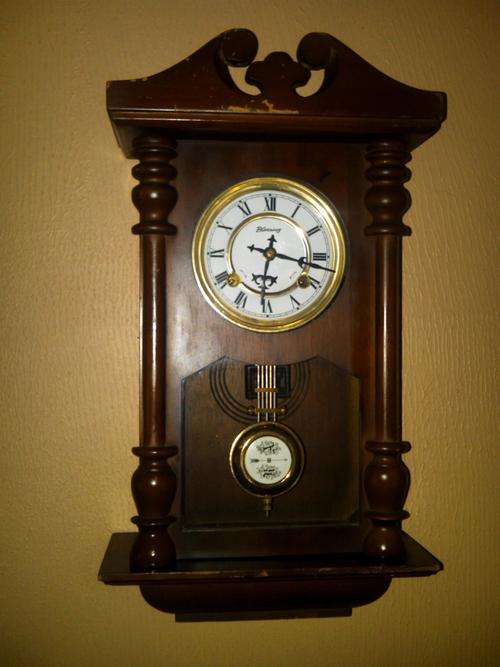 ANTIQUE LONG WALL CLOCK "BLESSINGS" WORKING 100%