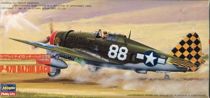 Republic P-47D Razor Back Thunderbolt - 1/72 Scale (HAS507)(Hasegawa)