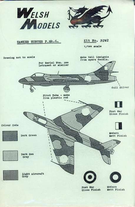 Hawker Hunter F.Mk.6 - 1/144 Scale (PJW-2)(TH2272)(Welsh Models)