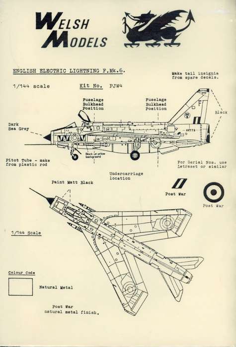 EE Lightning F.Mk.6 - 1/144 Scale (PJW-4)(TH2275)(Welsh Models)