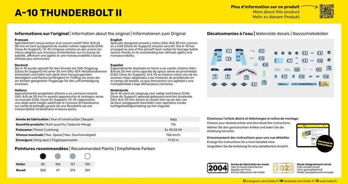 Fairchild A-10 Thunderbolt II- 1/144 Scale (HEL79912)(Heller)
