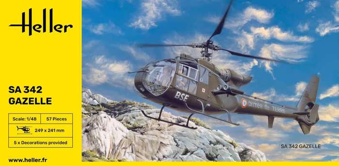 Aerospatiale SA 342Gazelle- 1/48 Scale (HEL80486)(Heller)