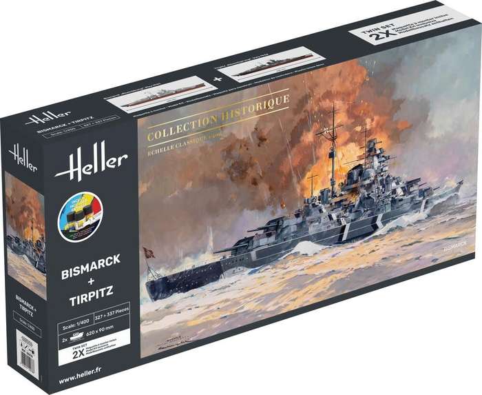 Bismarck & Tirpitz Twinset Starter Kit- 1/400 Scale (HEL55078)(Heller)