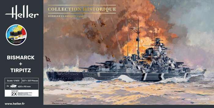 Bismarck & Tirpitz Twinset Starter Kit- 1/400 Scale (HEL55078)(Heller)