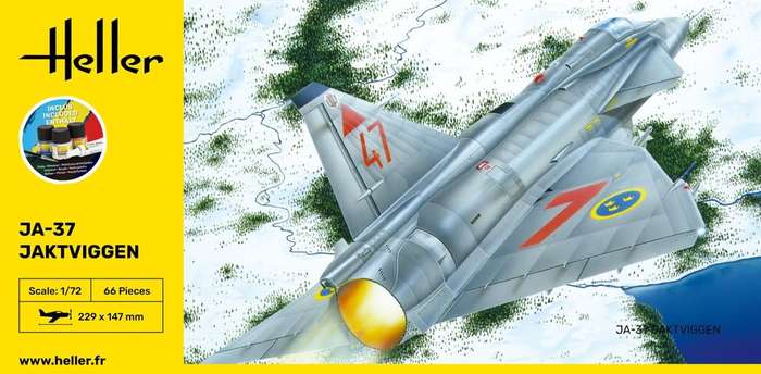 Saab JA-37 Jakviggen Starter Kit- 1/72 Scale (HEL56309)(Heller)